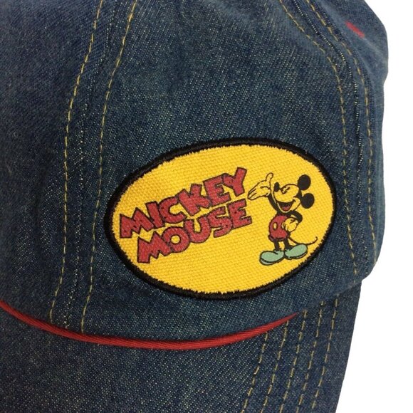 Disney Mickey Mouse Patch Denim Baseball Cap Hat Adjustable Strap - Picture 5 of 8